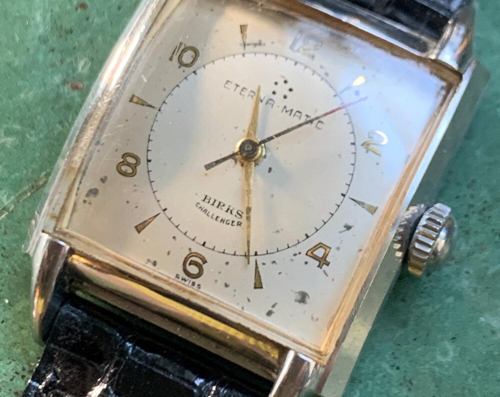 Stunning Eterna Matic 1940s Birks Challenger Tank Watch