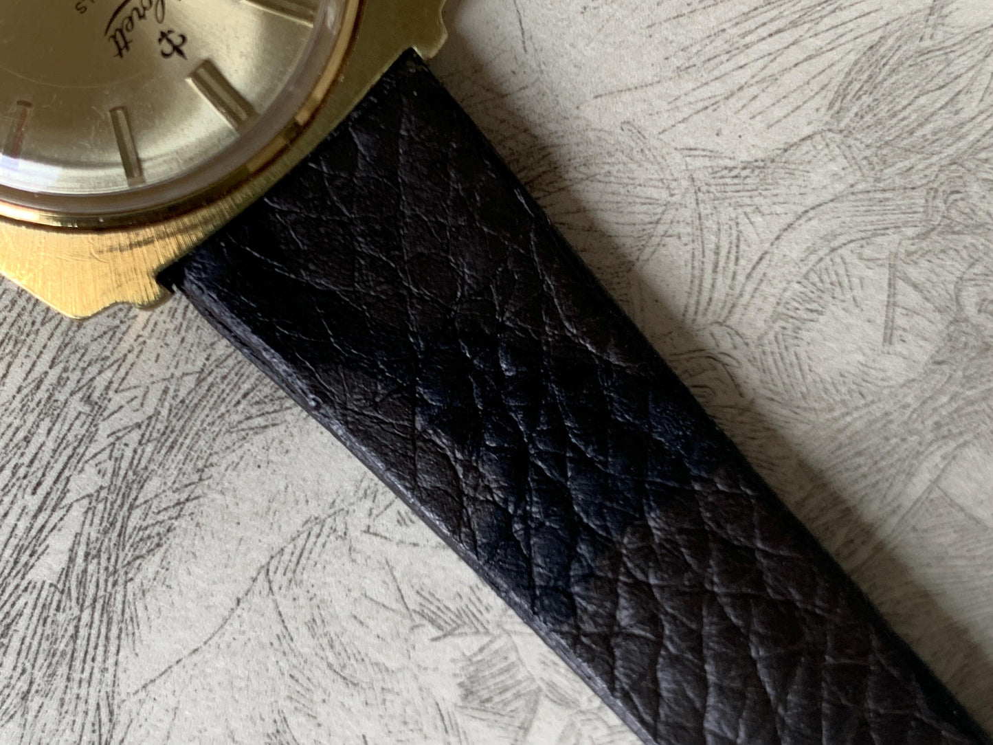 Early 70s Swiss Made Lorett Winder Watch - Square Gold Tone w/ Radiant Dial  Vintage Style Leather Strap. Incabloc. Works. Slim. Cool.