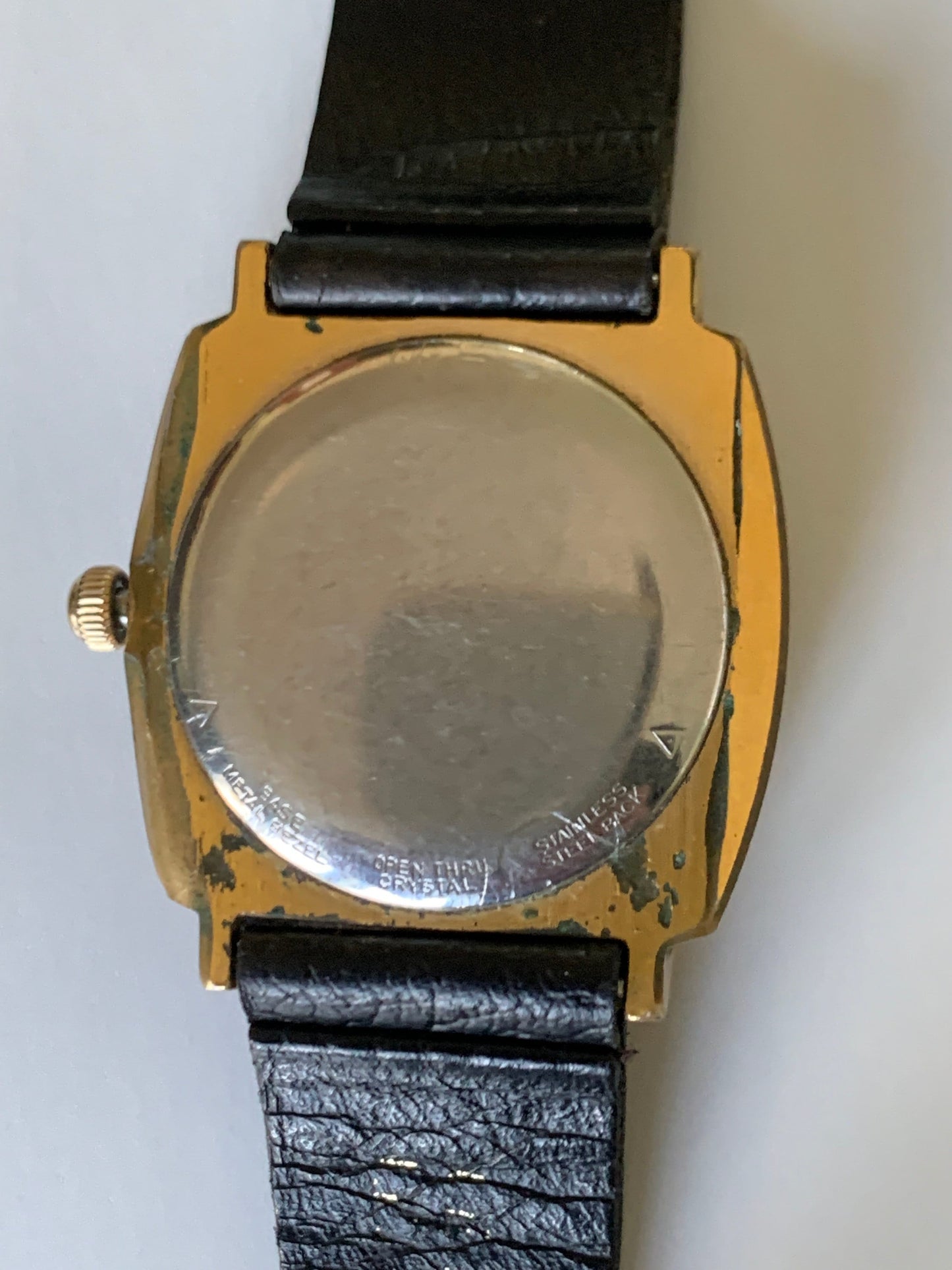 Stunning 1970's Style - Square Benrus Winder with Radiant Dial, Bold Unique Hands and Indices, Vintage Gently Worn Leather Strap. Bold.