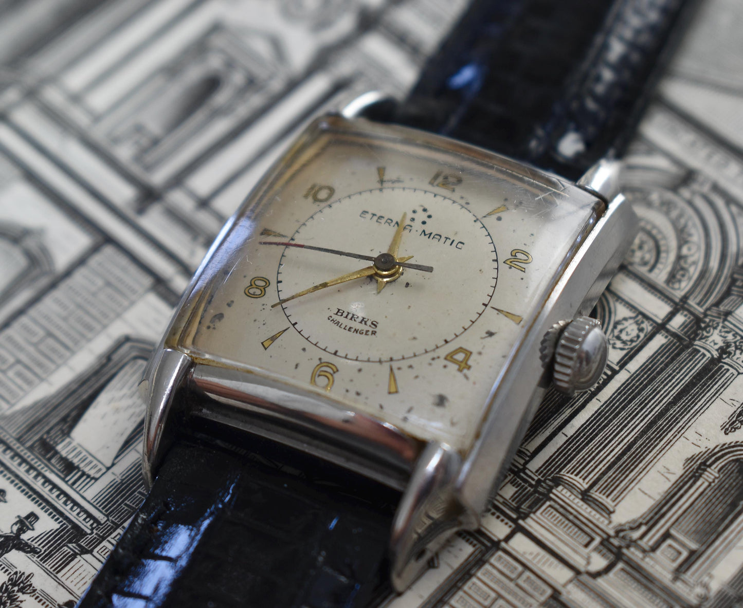 Stunning  Eterna Matic 1940s Birks Challenger Tank Watch - Early Automatic Tank Watch. Highly Sought After Eternamatic in Very Good VTG Cond