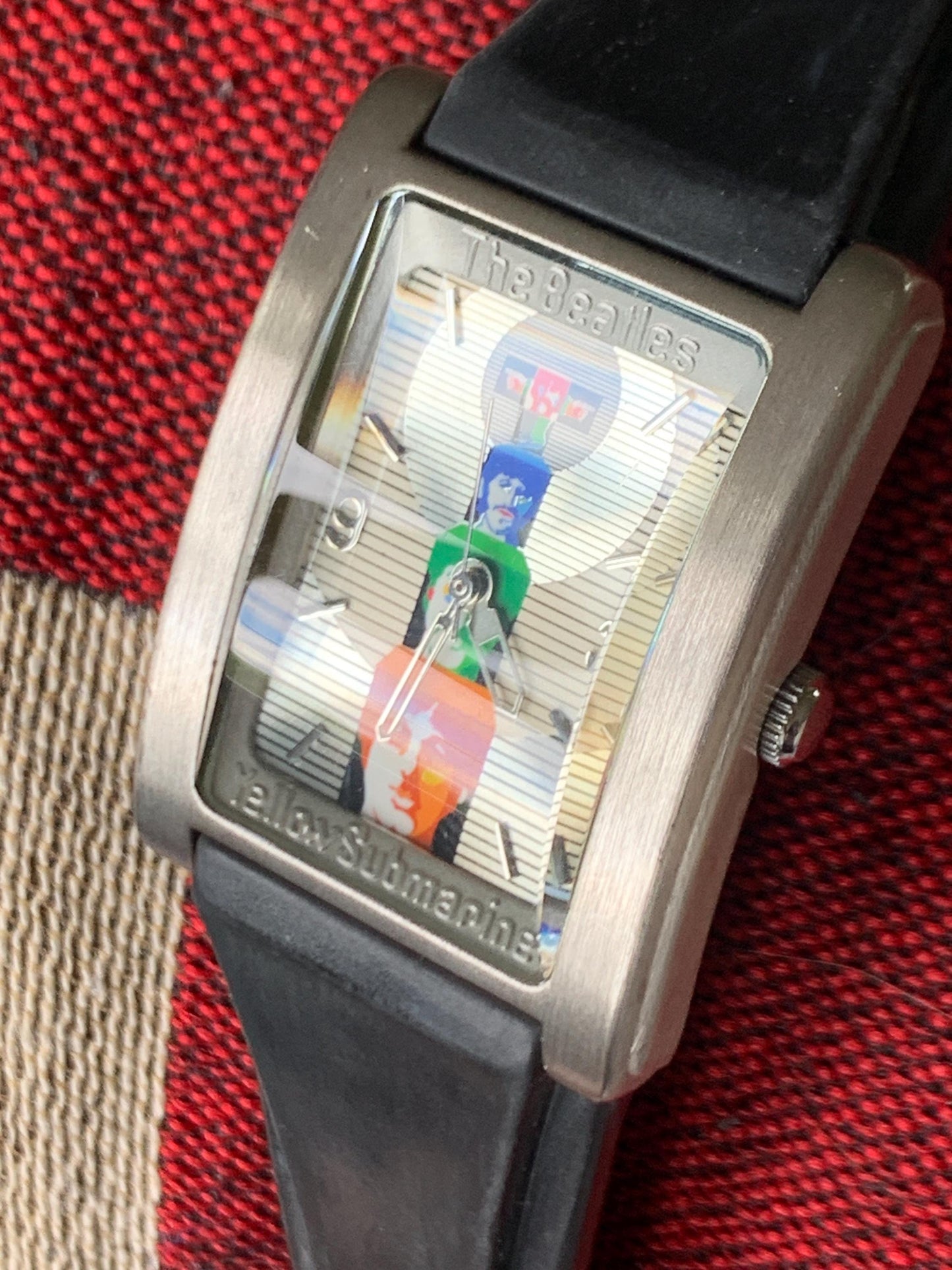 Beatles Yellow Submarine Collectible Watch. 1999 Quartz Watch, George, John, and Ringo on the Dial. 30 Year Movie Anniversary. New Battery.