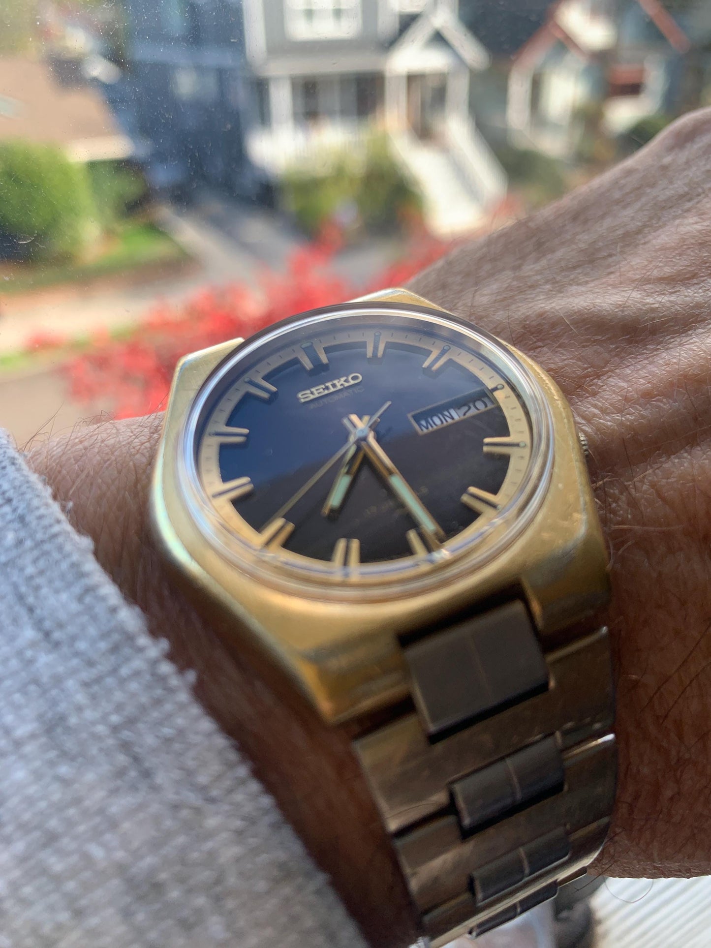 Classic Seiko Automatic Watch 7009-8079 Late 1970s 17 Jewels, Day/Date, Running Well, Gold Tone, Good Condition.  Great Crystal. Classic.