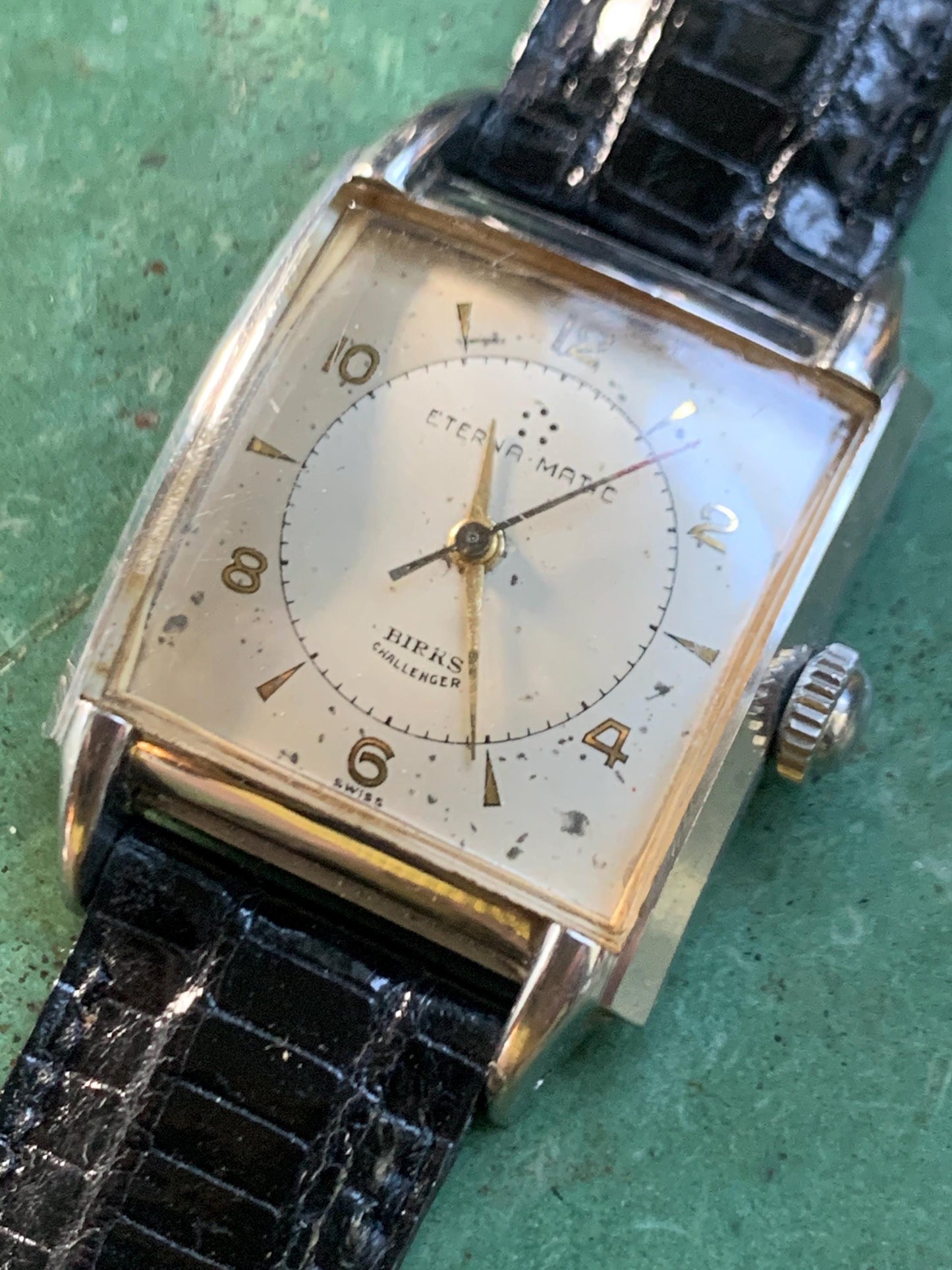 Stunning  Eterna Matic 1940s Birks Challenger Tank Watch - Early Automatic Tank Watch. Highly Sought After Eternamatic in Very Good VTG Cond