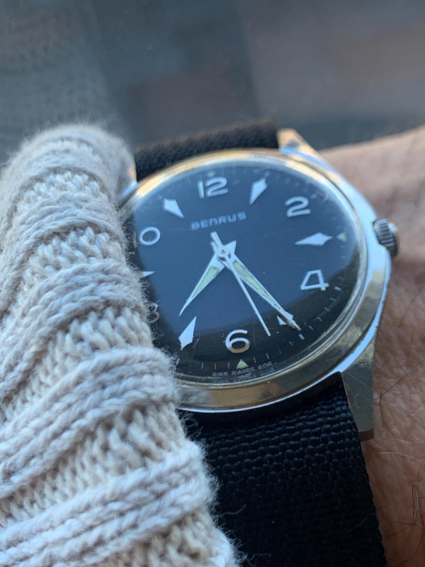 Benrus Series 2155 Watch WR with Black Dial. Very Good Condition, Mid-Sixties Winder with New Nato Strap. Very nice.