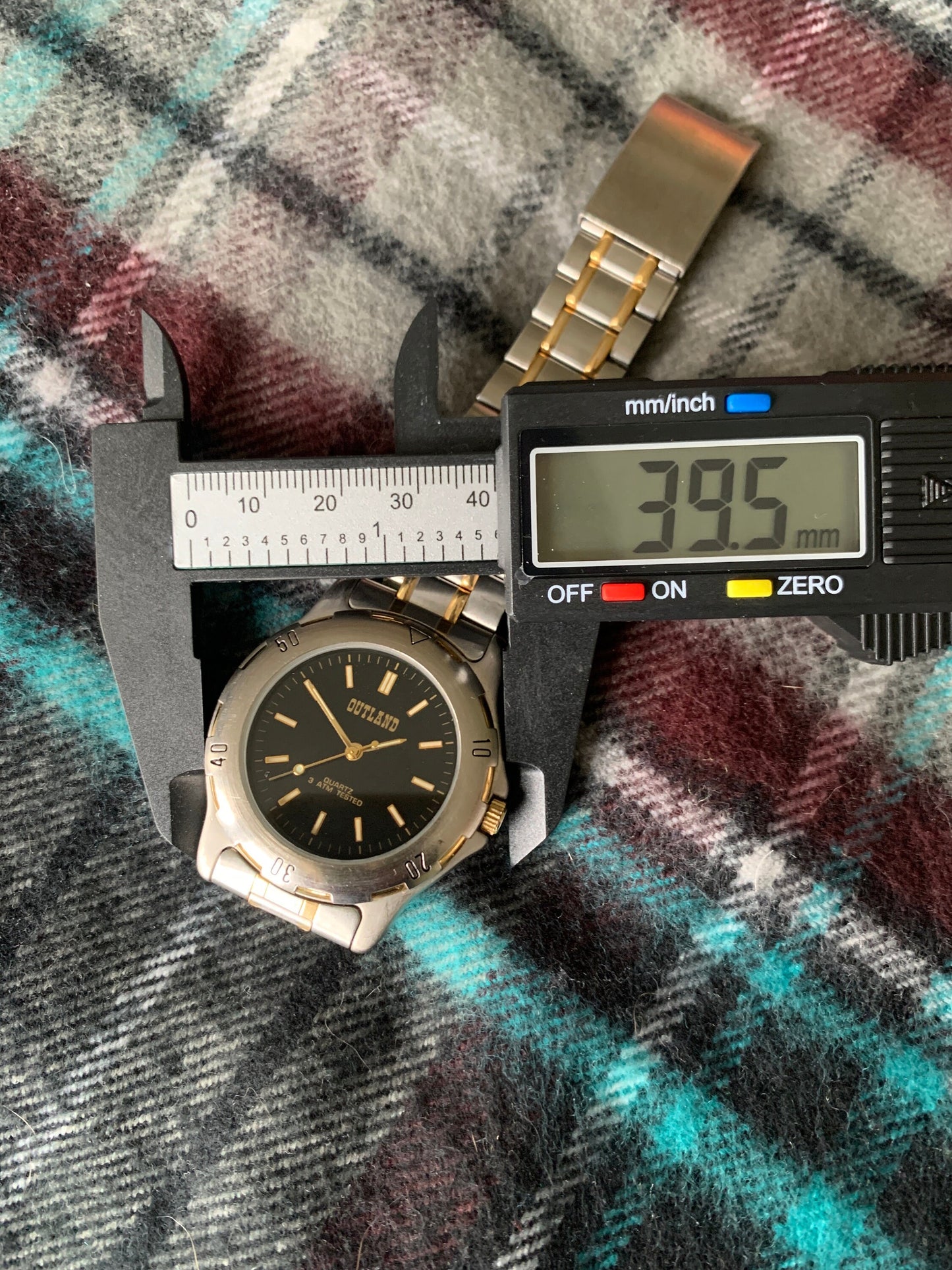 Outland Watch 1990s - Diver Style, Silver tone w/gold tone accents, Black Dial, Good Condition, Good Weight, Works Well. New Battery.