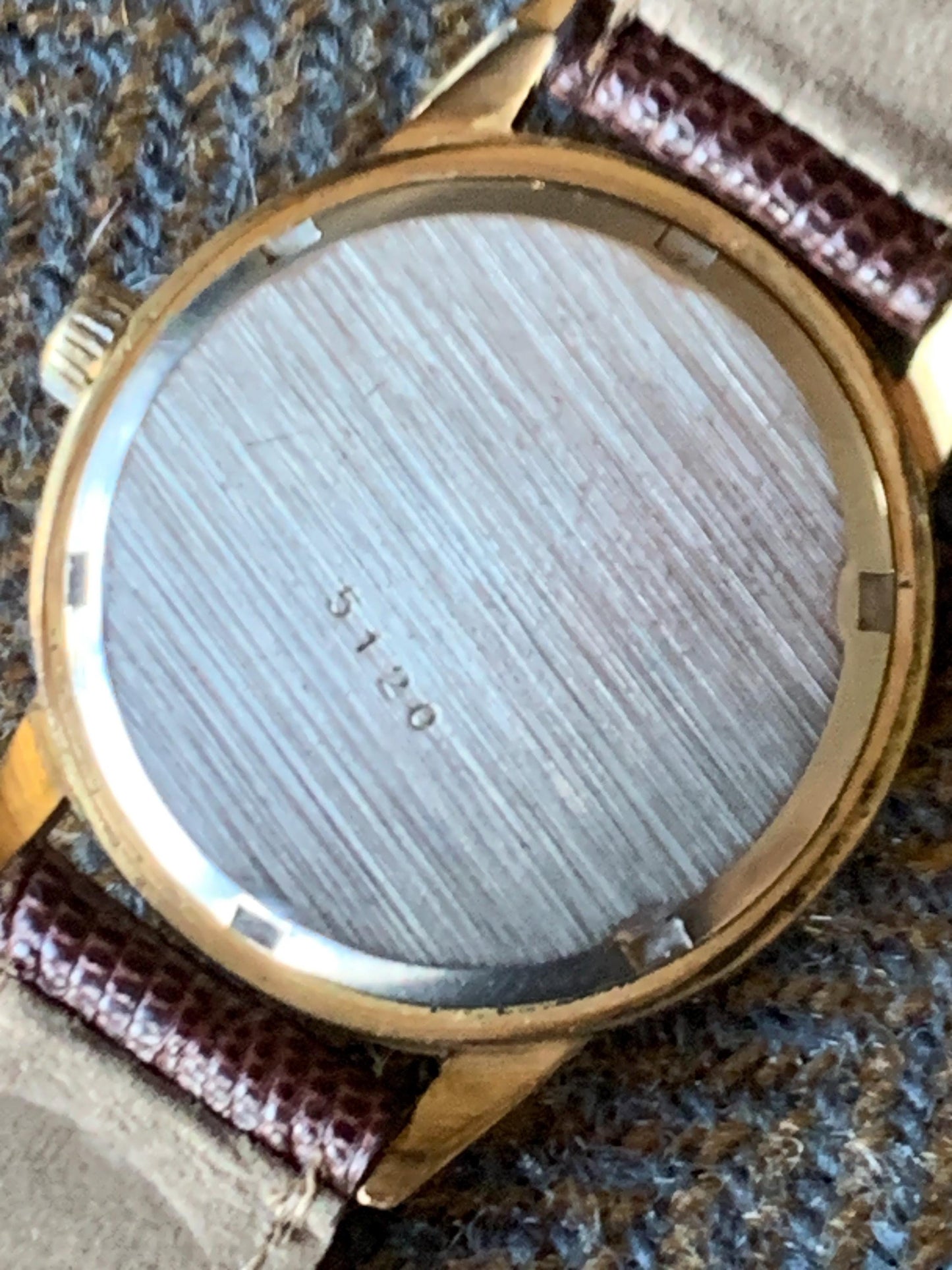 Rodania French/Swiss Made Late 60s Winder with NOS LARGE Hadley Roma Teju Lizard Strap. 33mm 17J Gold Tone w/Radiant Dial. Date. Excellent.