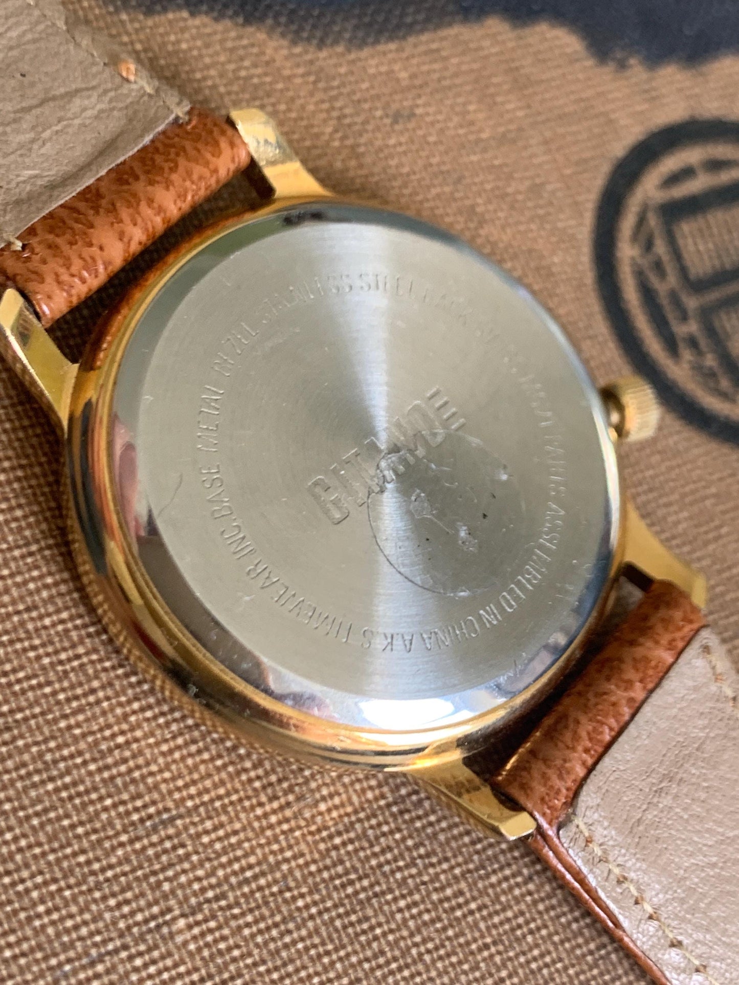 1990s Gitano Skeleton Quartz Watch: Black Roman Numeral Dial, 34mm