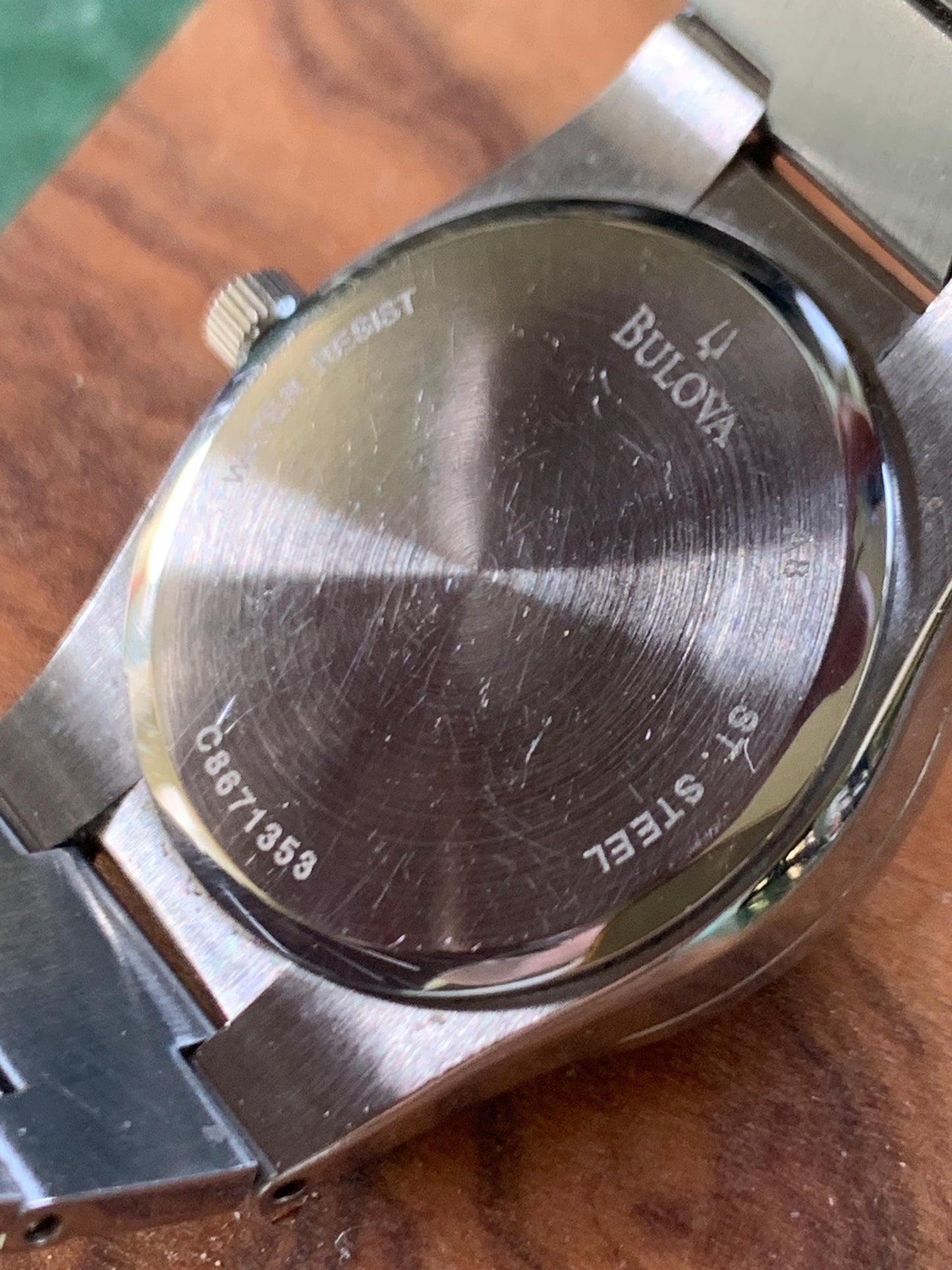 Bulova Ladies Bracelet-Style Roman Steel Watch with Subtle Diamond Bezel - Mother of Pearl Dial with Integral Bracelet. Excellent.