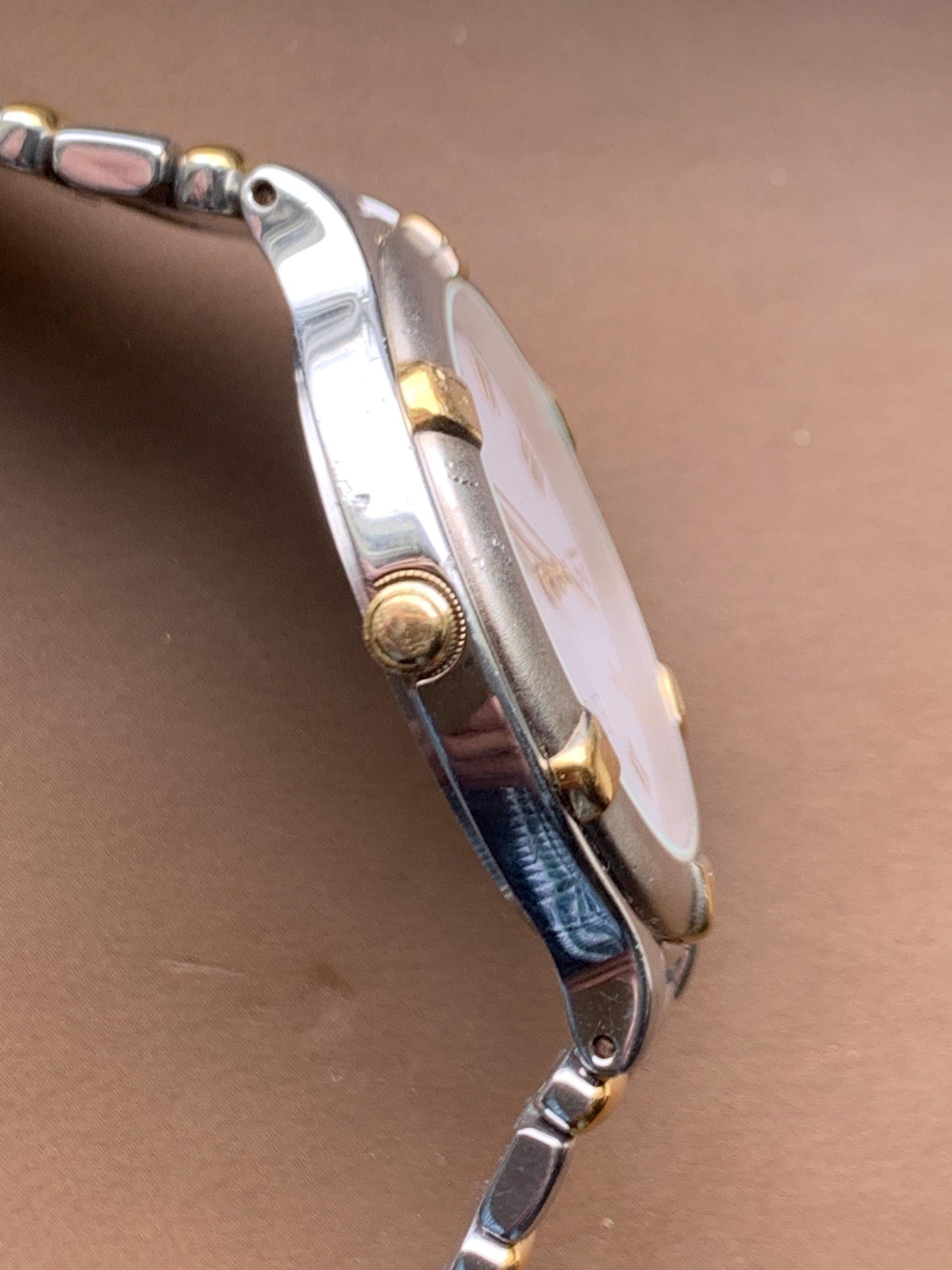 Vintage ESQ by Movado Two-Tone Watch: Roman Numerals, Butterfly Clasp