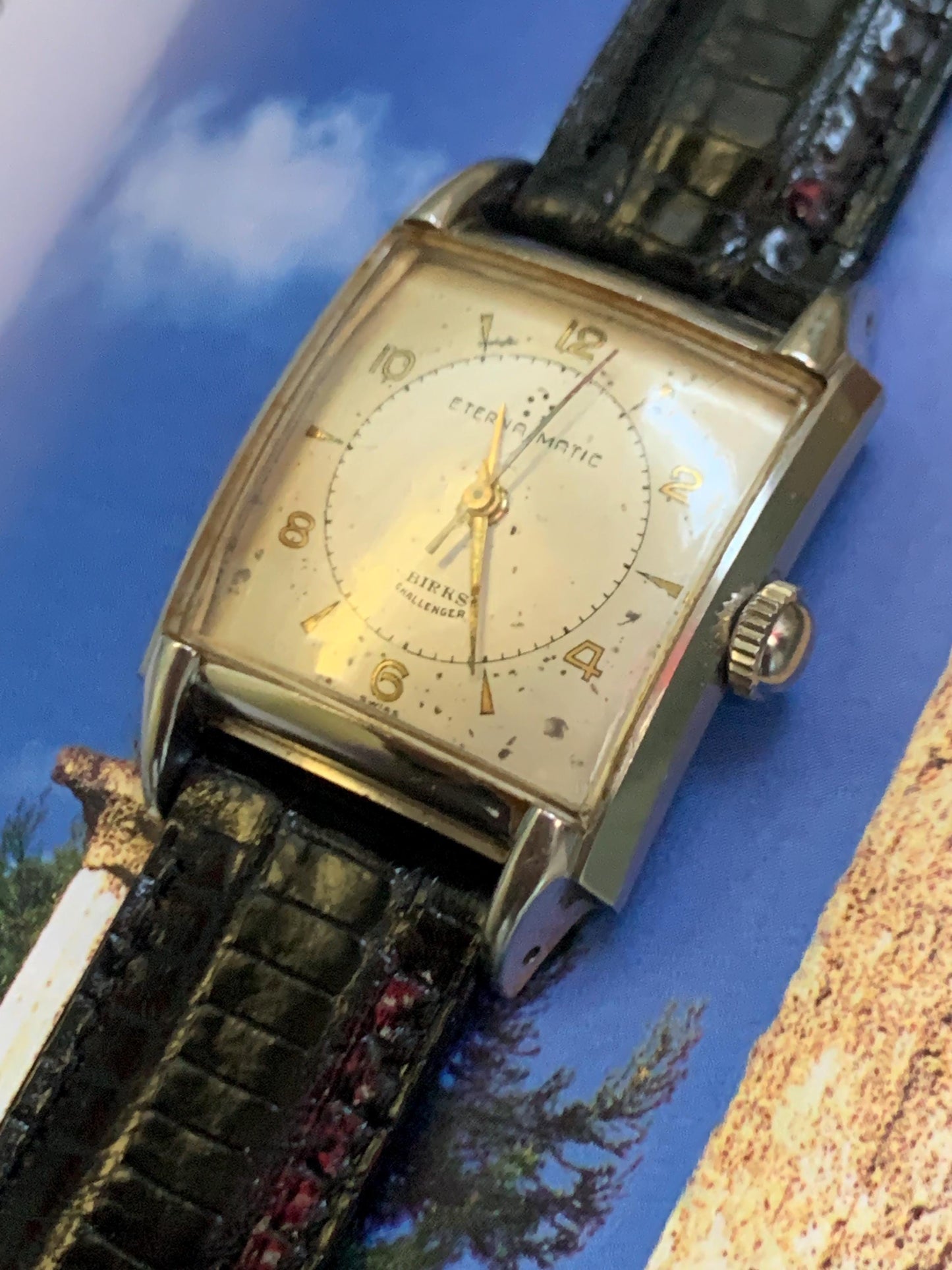 Stunning  Eterna Matic 1940s Birks Challenger Tank Watch - Early Automatic Tank Watch. Highly Sought After Eternamatic in Very Good VTG Cond