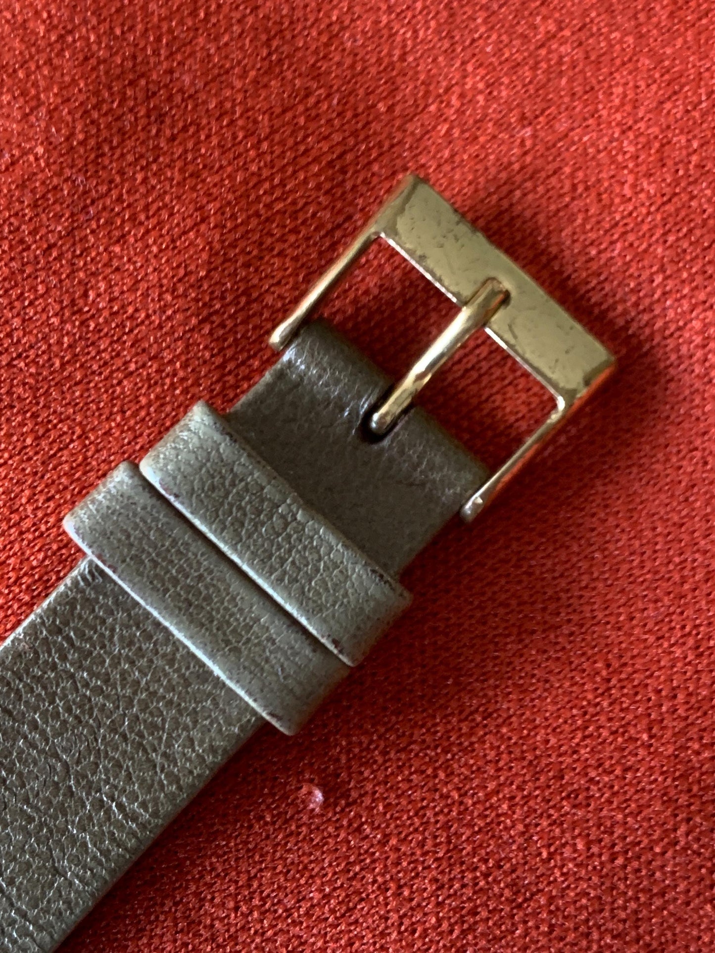 Late 90s Retro-Style Tank Watch: Gold Tone Tommy Hilfiger Tank Watch w/Classic Roman Numerals, Gold Dial. Period  Leather Band, New Battery.