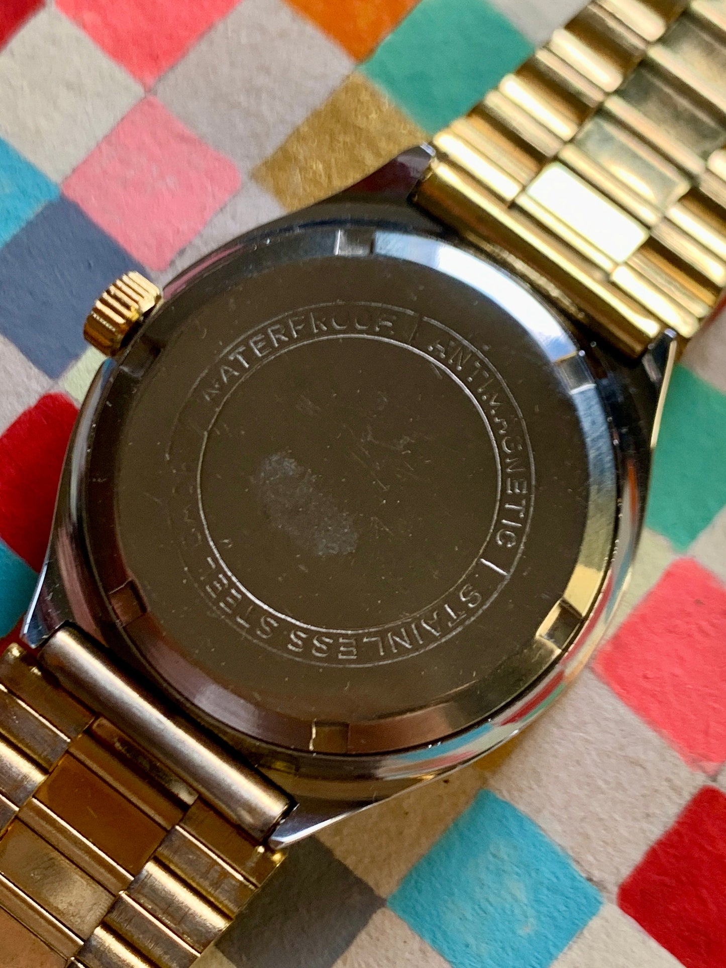 Bro-dex, not Rolex. Winder Watch. Checkerboard Dial, Faceted Glass, Duotone Bezel w/Matching Original Metal Band. Accurate, Clean, Unworn.