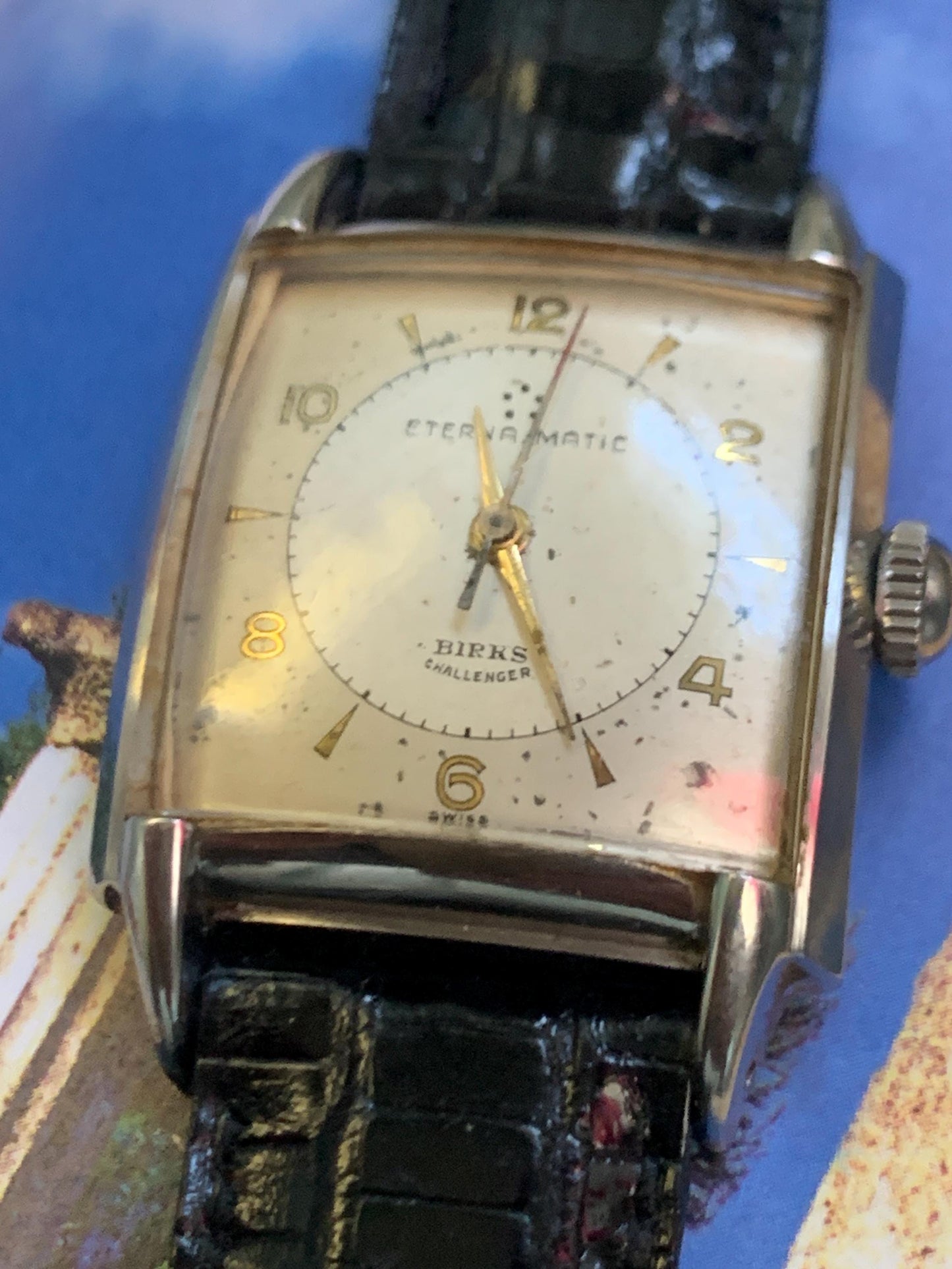 Stunning  Eterna Matic 1940s Birks Challenger Tank Watch - Early Automatic Tank Watch. Highly Sought After Eternamatic in Very Good VTG Cond