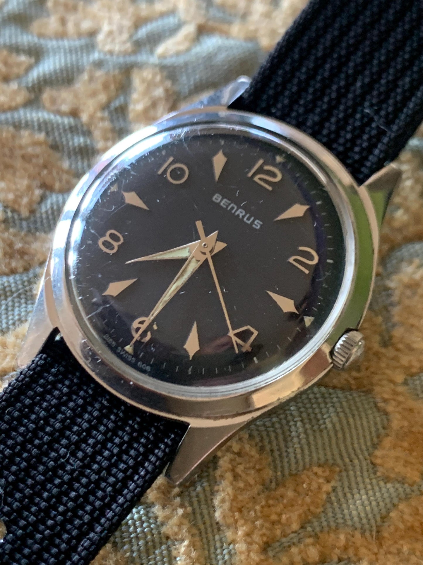 Benrus Series 2155 Watch WR with Black Dial. Very Good Condition, Mid-Sixties Winder with New Nato Strap. Very nice.