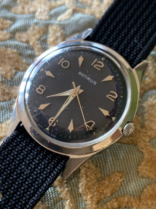 Benrus Series 2155 Watch WR with Black Dial. Very Good Condition, Mid-Sixties Winder with New Nato Strap. Very nice.