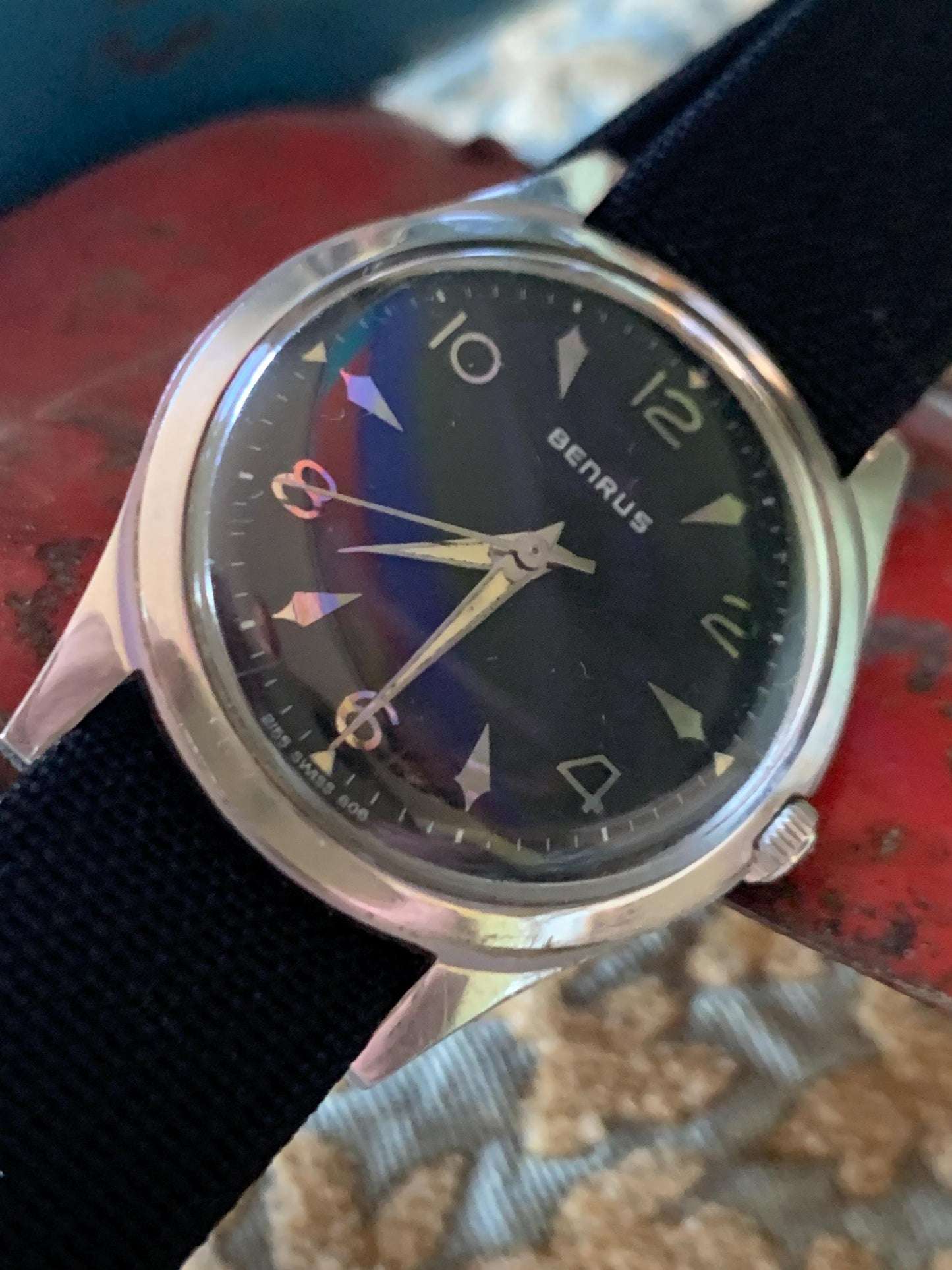 Benrus Series 2155 Watch WR with Black Dial. Very Good Condition, Mid-Sixties Winder with New Nato Strap. Very nice.
