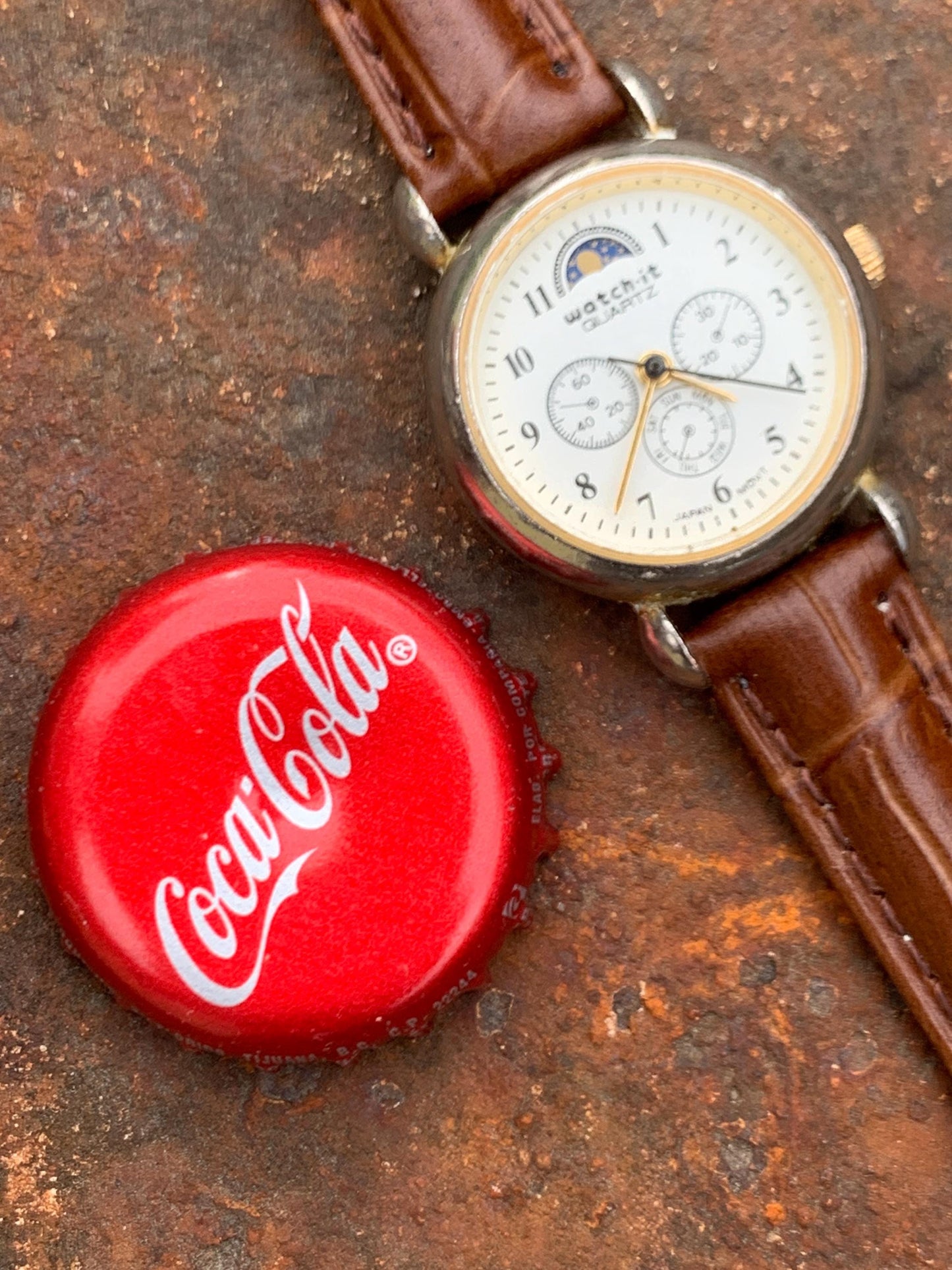 Many Many Moons Moon Phase Women's Quartz Watch - Watch-It Brand by Nelsonic. New battery. True Moon Month. Good but quite worn condition.