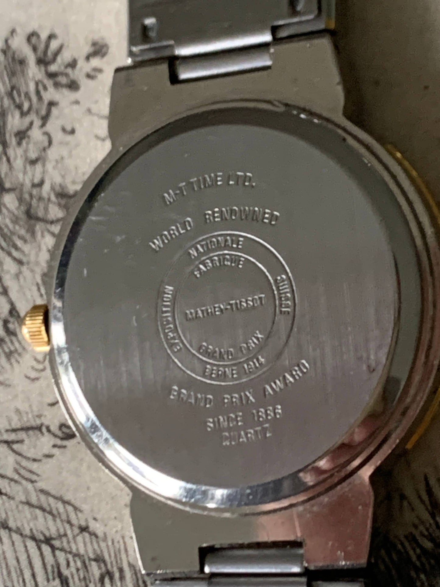 1980s Pearl Dial DuoTone Quartz Watch - Beauvais by Mathey-Tissot - Two Tone Gold & Silver, Roman Numerals, new battery, good condition.