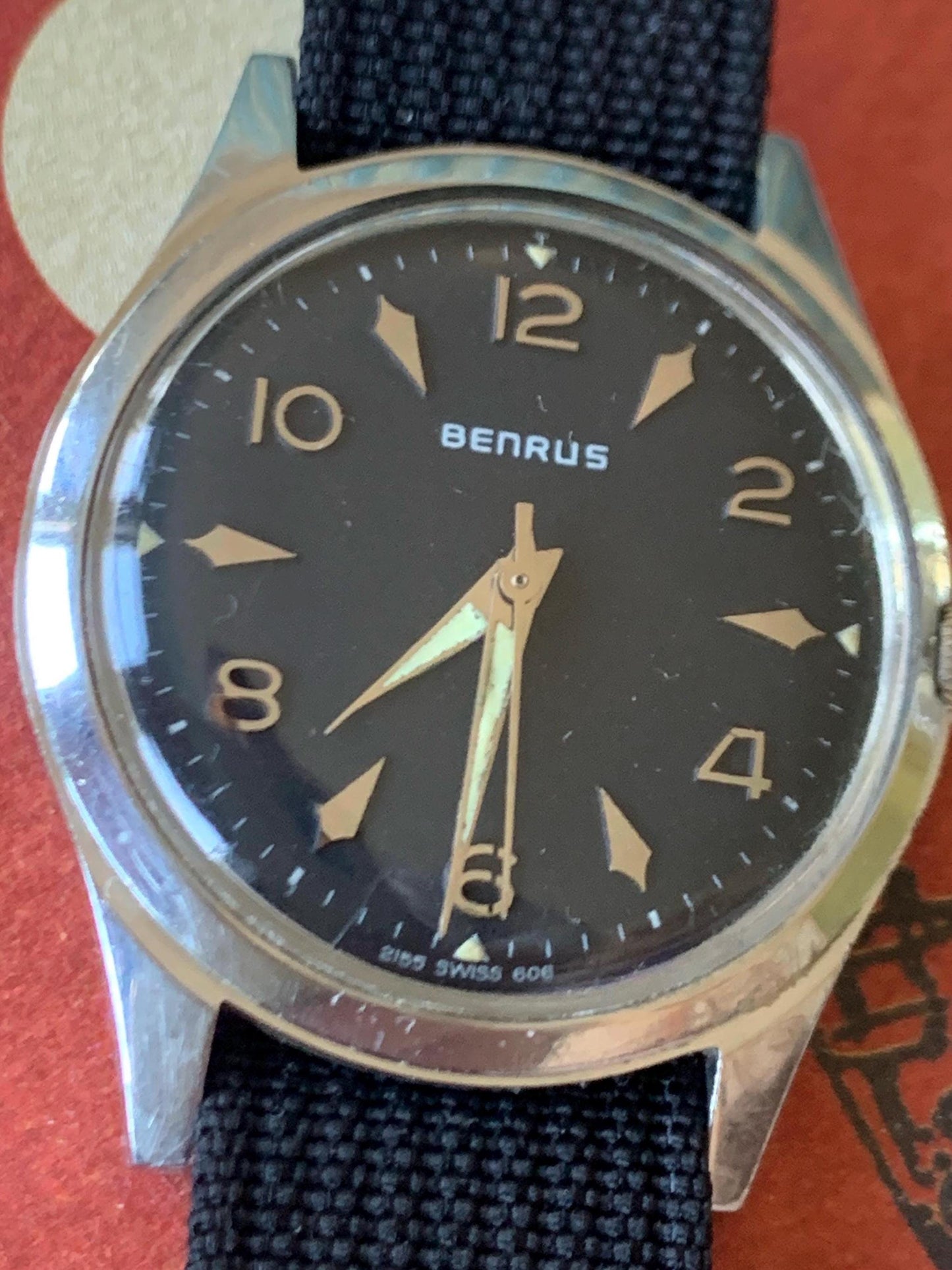 Benrus Series 2155 Watch WR with Black Dial. Very Good Condition, Mid-Sixties Winder with New Nato Strap. Very nice.