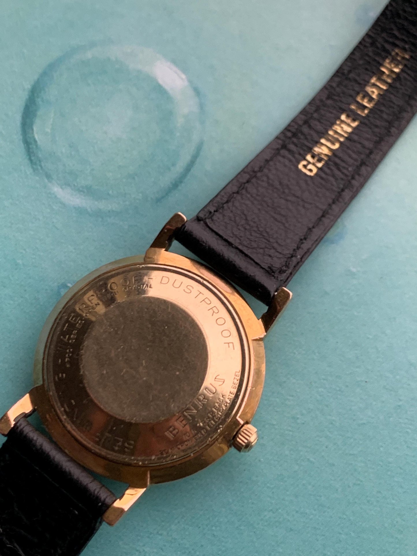 Late 1950s Benrus 7001 Citation Automatic. 10K Gold Plated in good working condition. Stick Indices Ribbed Dial. Self-winder w/vintage strap