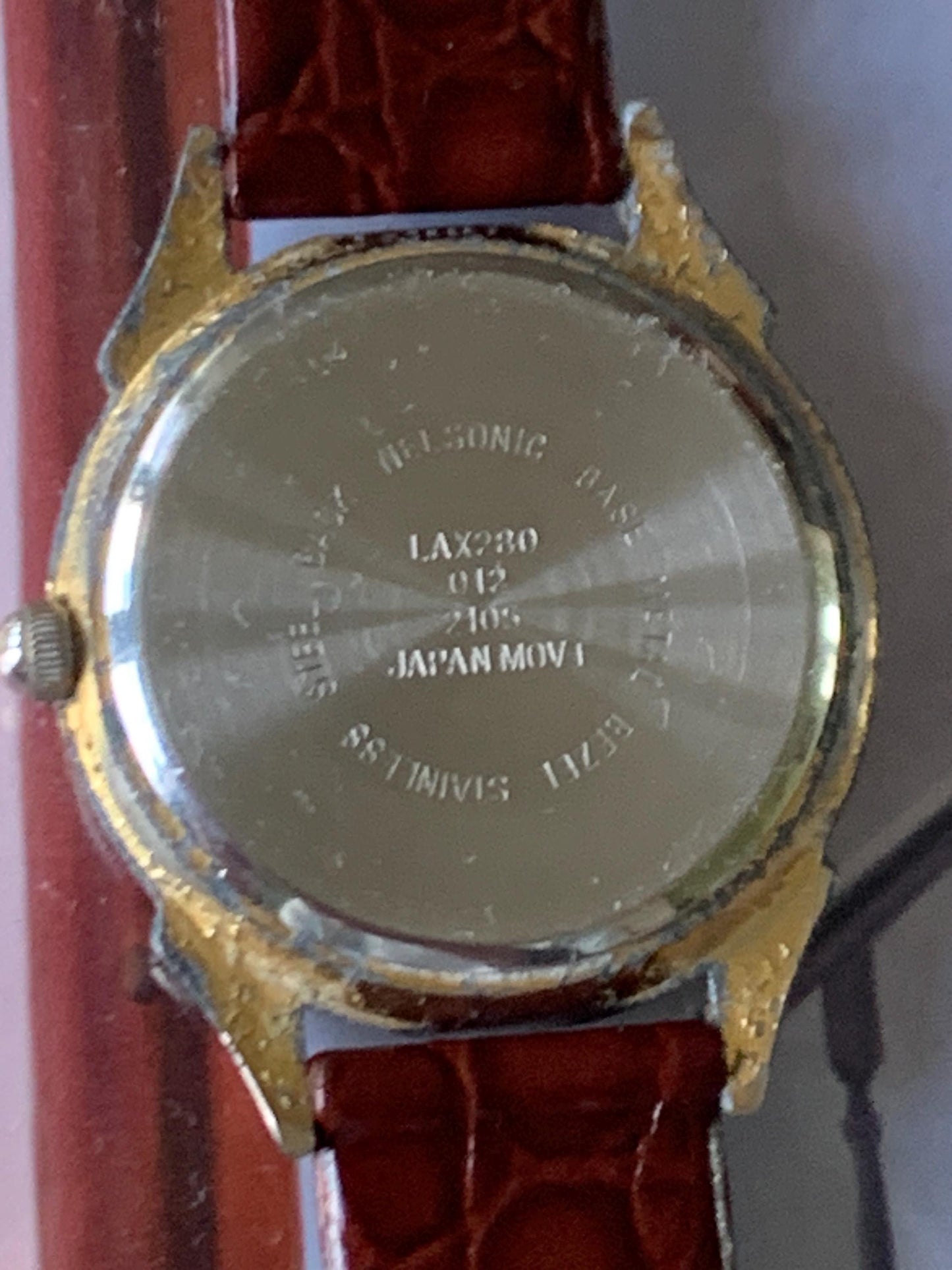 Aged McGregor Moonphase Watch - Cool 90s True Moon Phase Duotone Dial: Shows Age. Side Dial Moon Window. New battery, New leather strap.