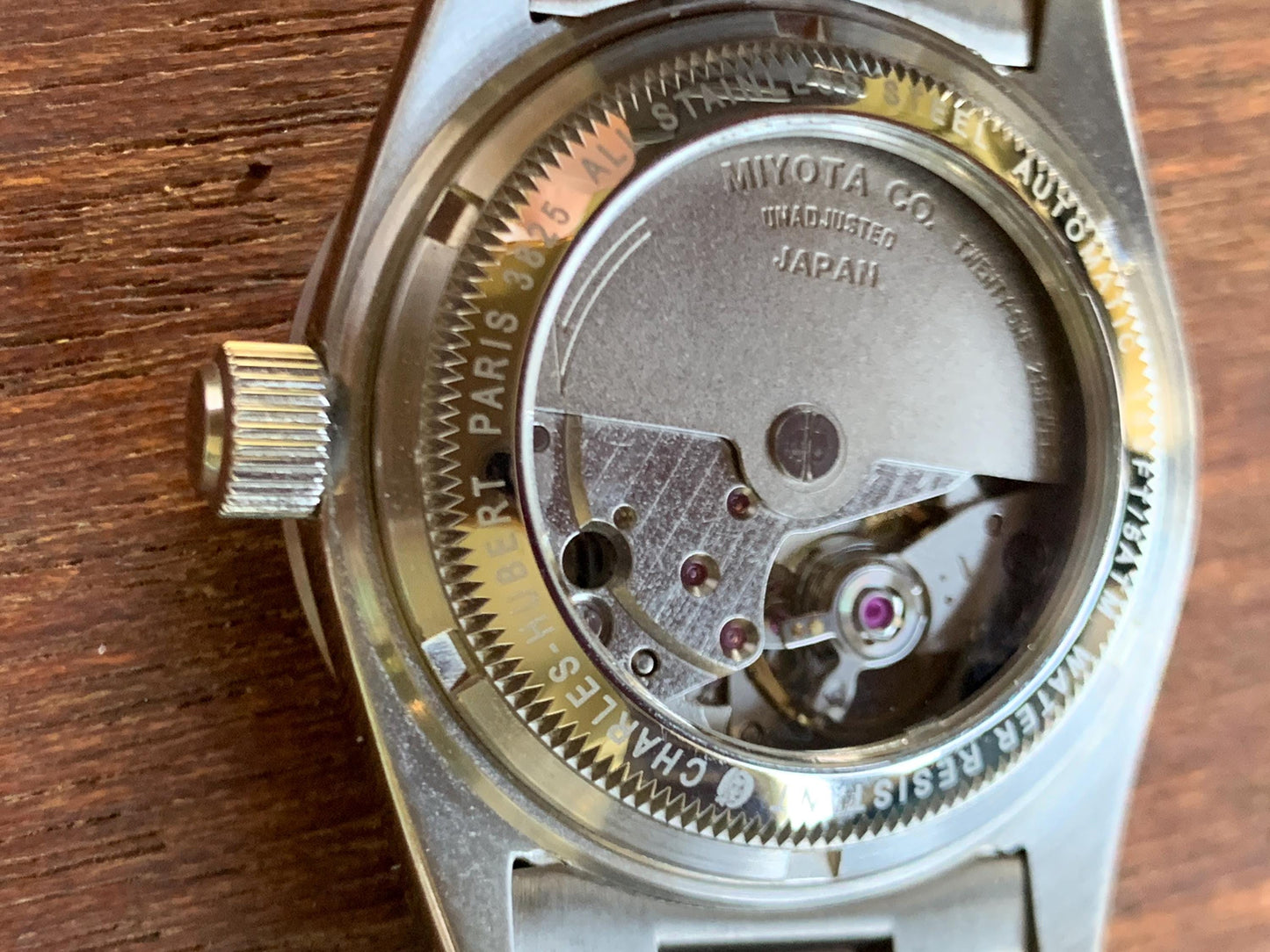 Charles Hubert Automatic Watch: 21 Jewels Japanese Movement, Exhibition Window