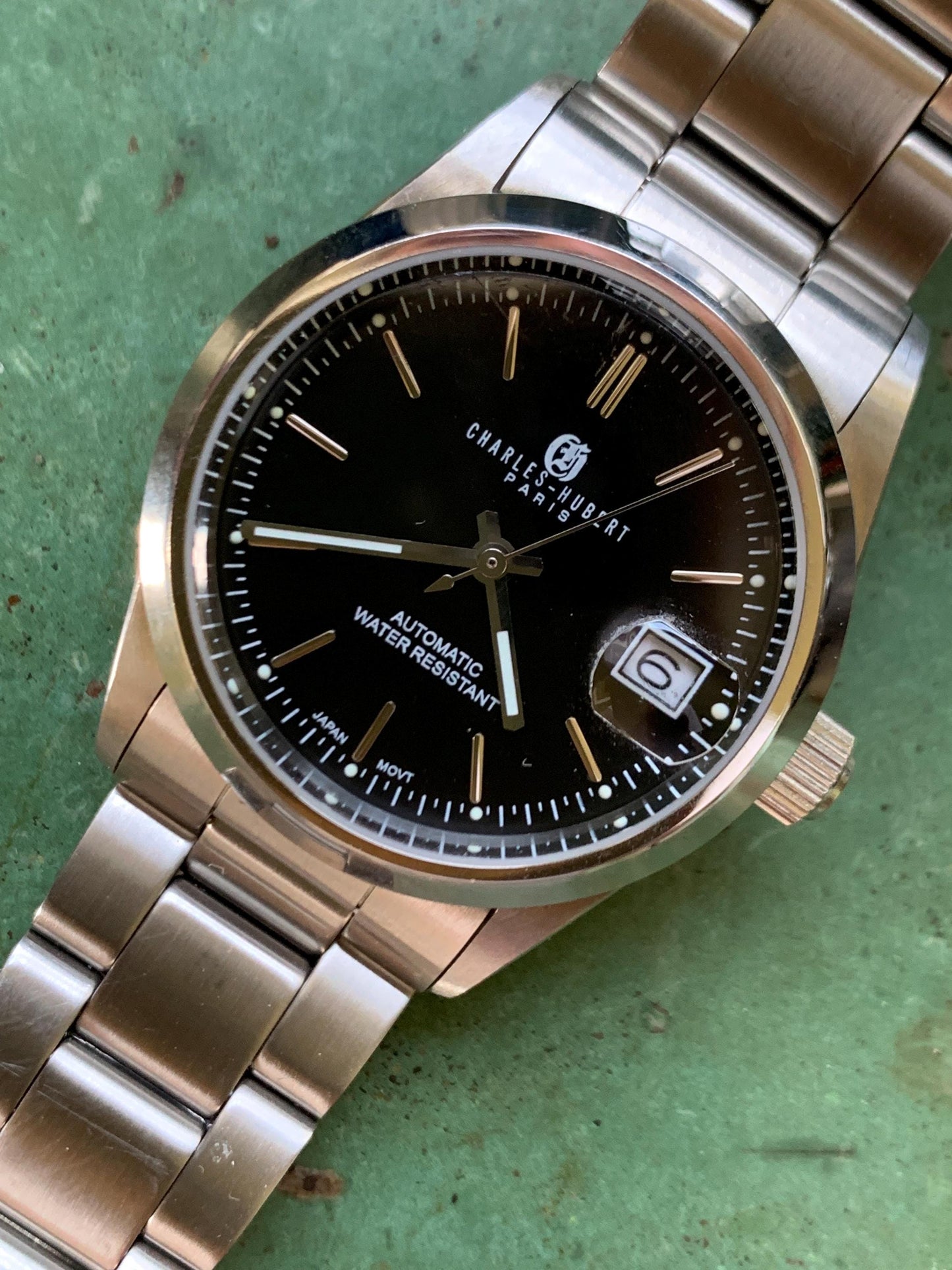 Charles Hubert Automatic Watch: 21 Jewels Japanese Movement, Exhibition Window