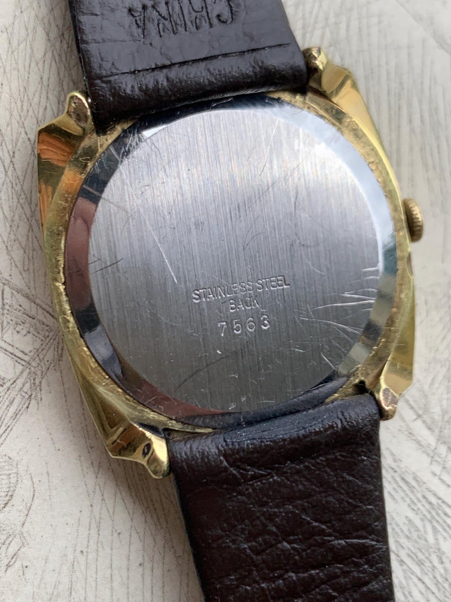 Early 70s Swiss Made Lorett Winder Watch - Square Gold Tone w/ Radiant Dial  Vintage Style Leather Strap. Incabloc. Works. Slim. Cool.