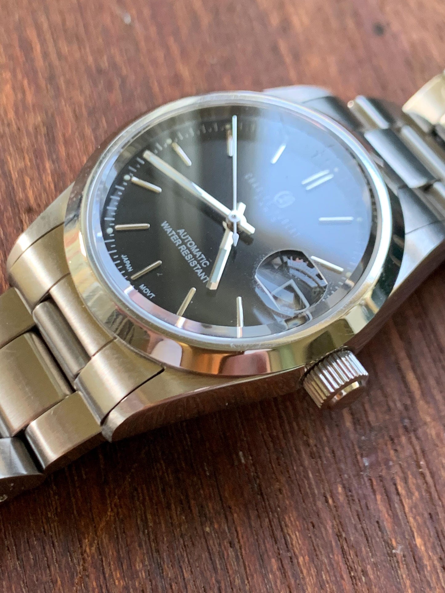 Charles Hubert Automatic Watch: 21 Jewels Japanese Movement, Exhibition Window