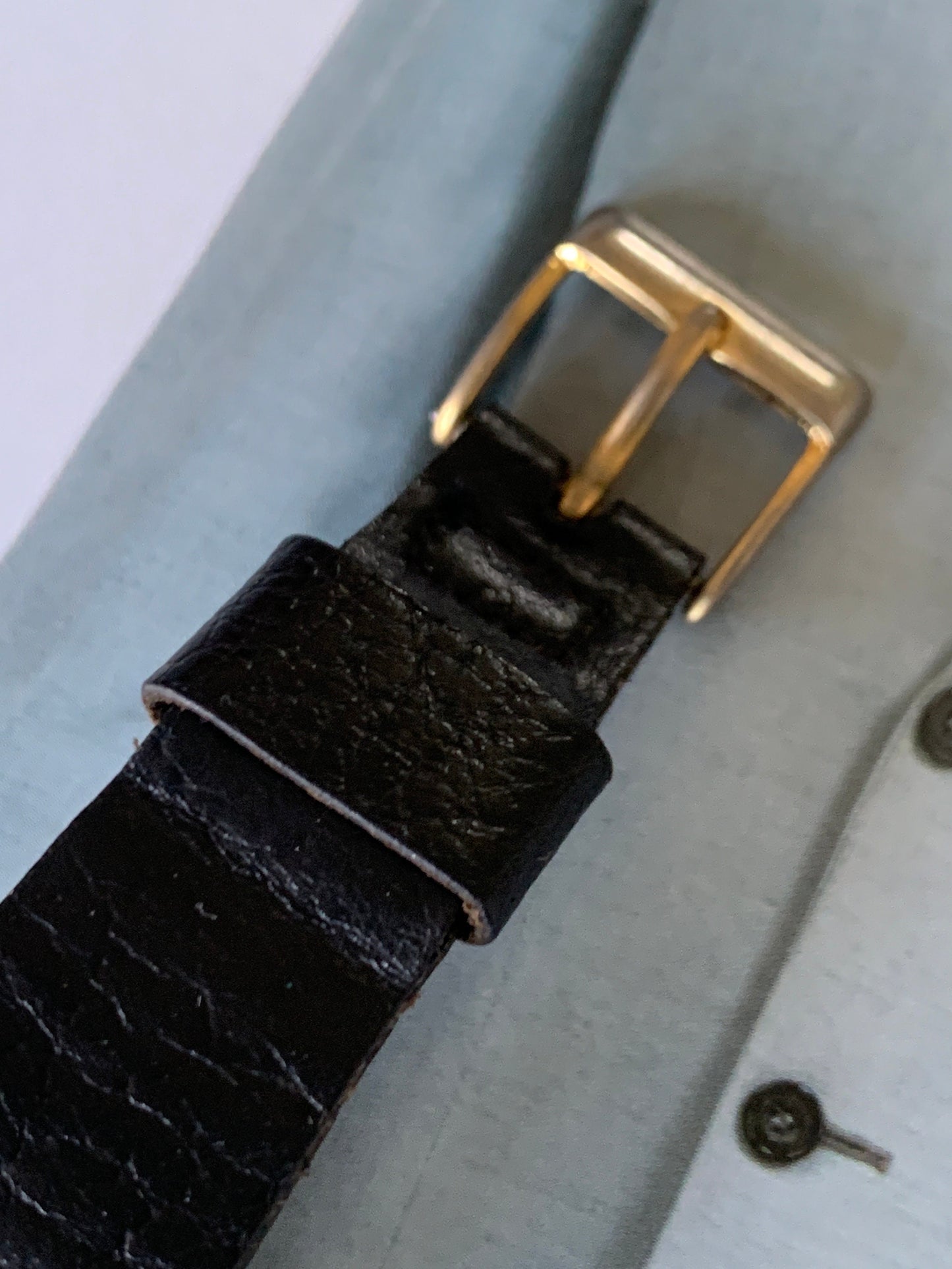 Stunning 1970's Style - Square Benrus Winder with Radiant Dial, Bold Unique Hands and Indices, Vintage Gently Worn Leather Strap. Bold.