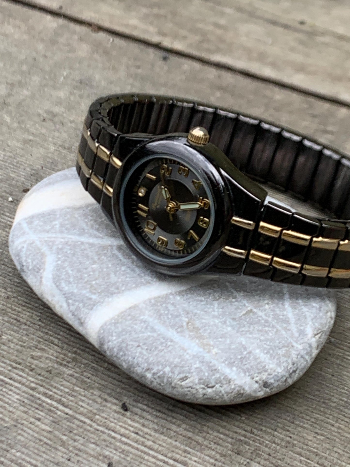 Precision by Gruen Women's Quartz Watch Two Tone Dark Steel and Gold.  Radiant Dial. Barely worn, new battery, runs well. 6.25"