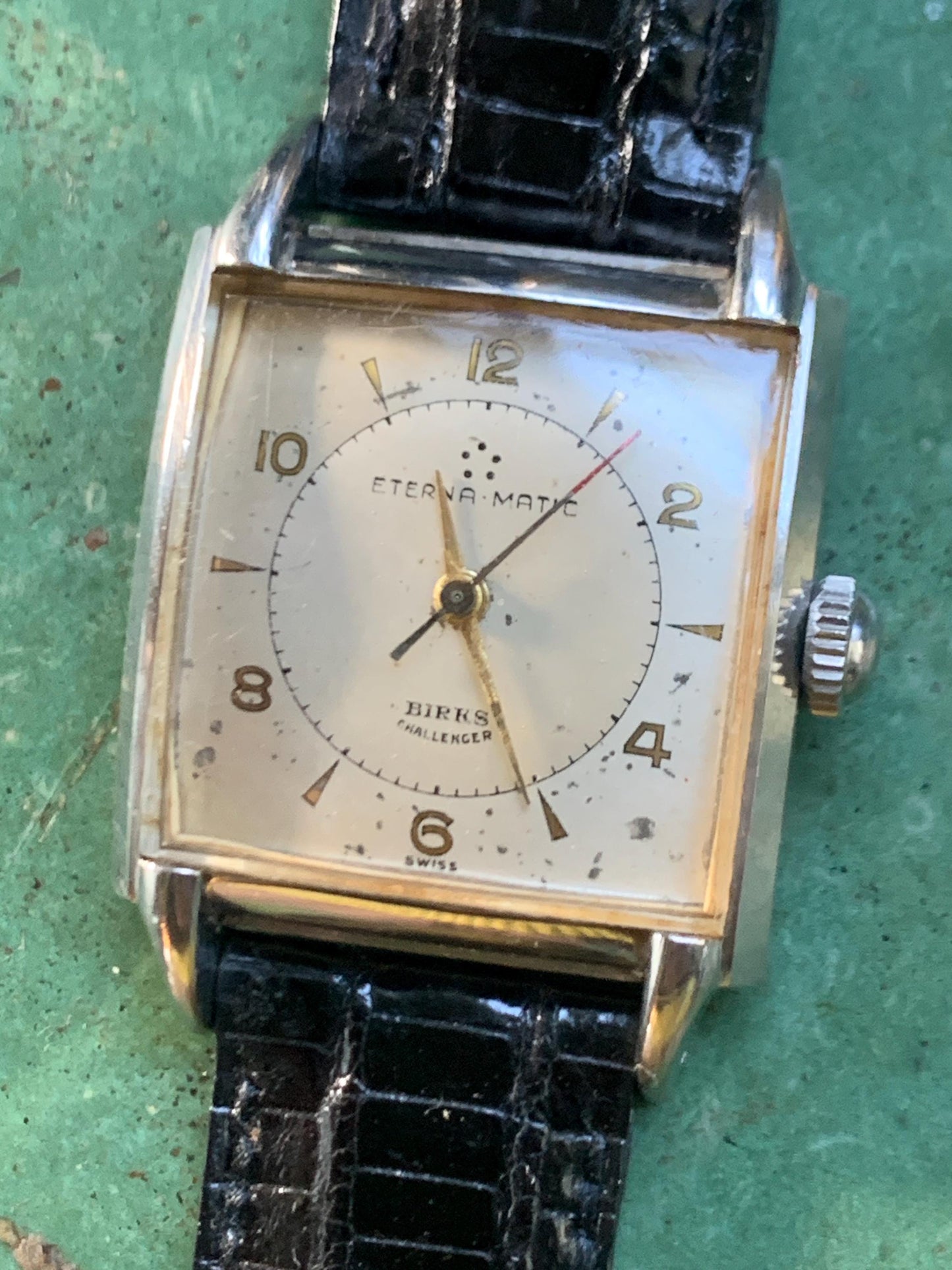 Stunning  Eterna Matic 1940s Birks Challenger Tank Watch - Early Automatic Tank Watch. Highly Sought After Eternamatic in Very Good VTG Cond