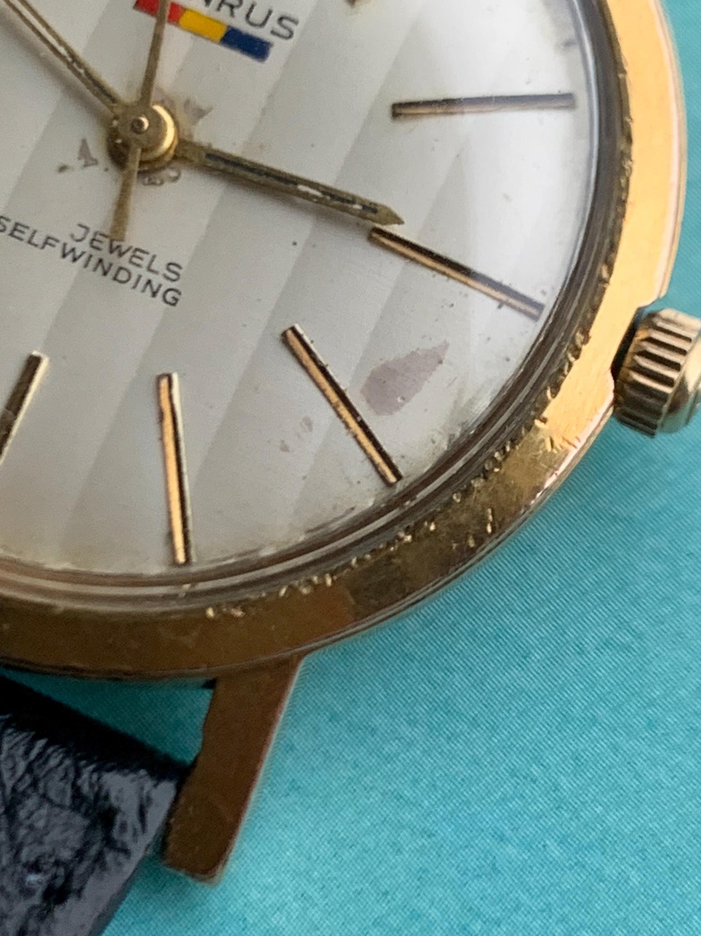 Late 1950s Benrus 7001 Citation Automatic. 10K Gold Plated in good working condition. Stick Indices Ribbed Dial. Self-winder w/vintage strap