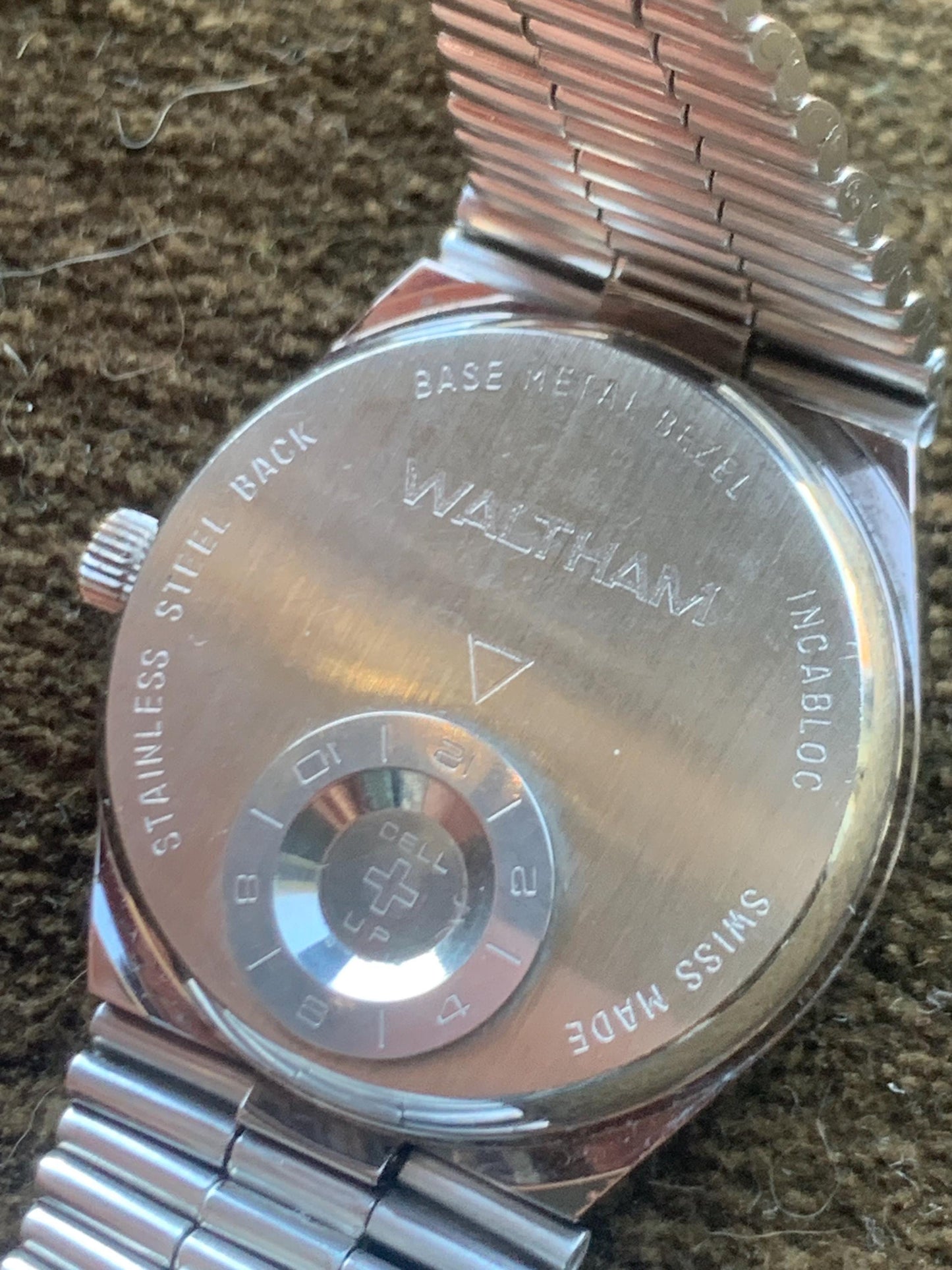 1970s Cool Waltham Electrodyne. TV Style Bezel  and Dial. Silver Tone, Day & Date. Original Bracelet! Heavy, Bold Design. Immaculate.